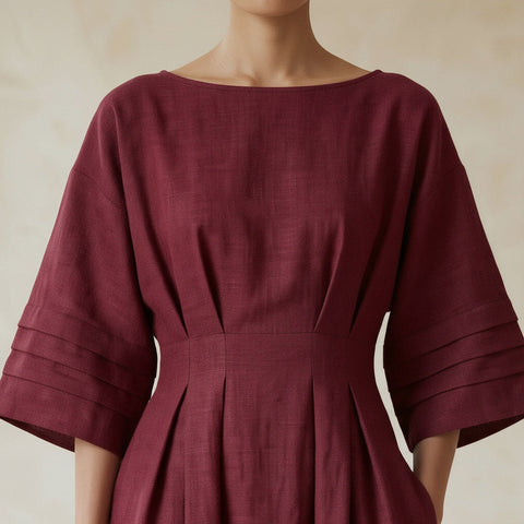 Handspun Cotton Boat Neck Maxi Dress