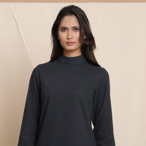 Cotton Flannel High Neck Top