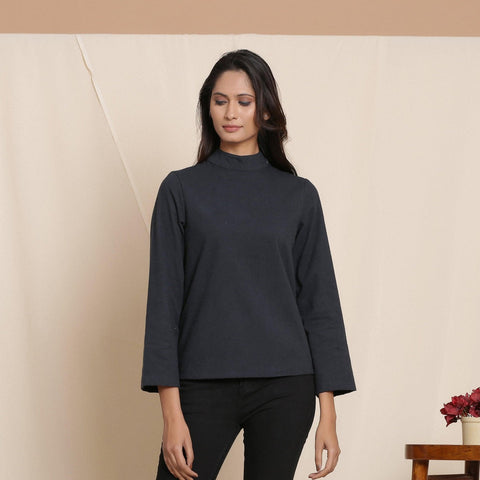 Cotton Flannel High Neck Top
