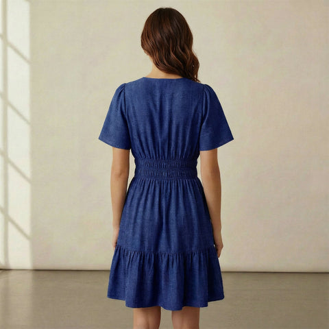 Cotton Elasticated Short Tier Dress