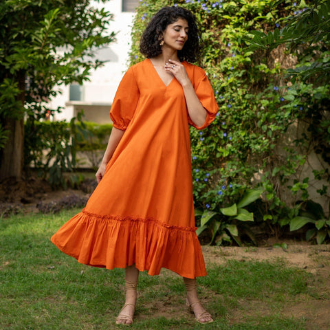 Cotton Poplin A-Line Tiered Maxi Dress