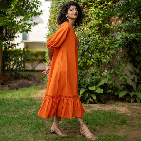 Cotton Poplin A-Line Tiered Maxi Dress