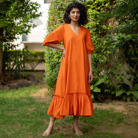 Cotton Poplin A-Line Tiered Maxi Dress