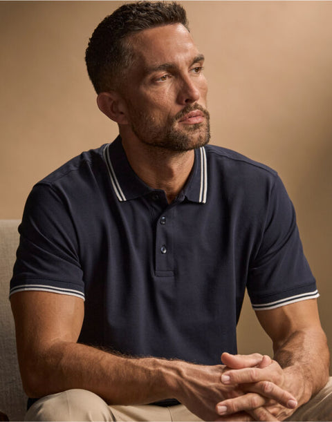 Organic Stretch Striped Heavy Polo Shirt: Mens