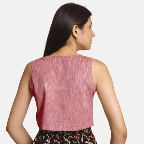 Yarn-Dyed Cotton Sleeveless Crop Top
