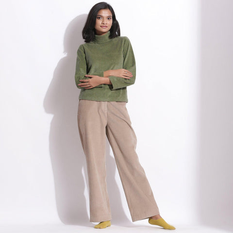 Cotton Corduroy High Neck Top