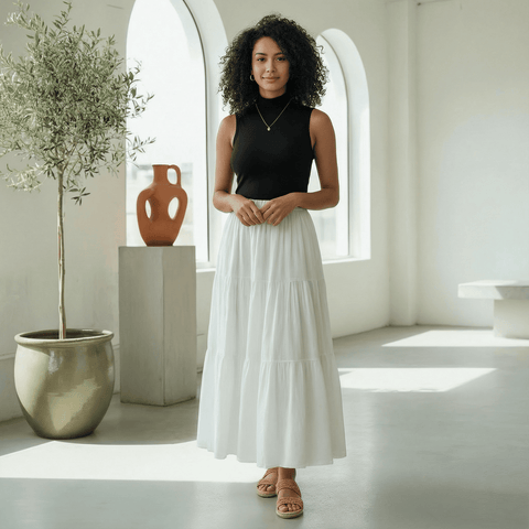 Cotton Tiered Maxi Skirt