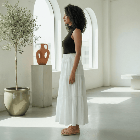 Cotton Tiered Maxi Skirt