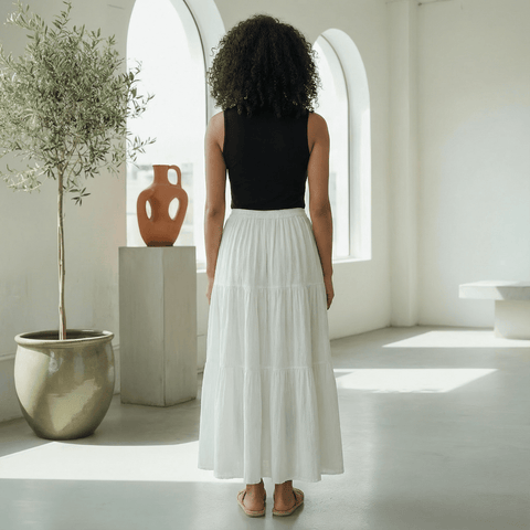Cotton Tiered Maxi Skirt