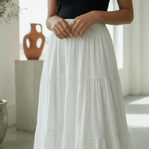 Cotton Tiered Maxi Skirt
