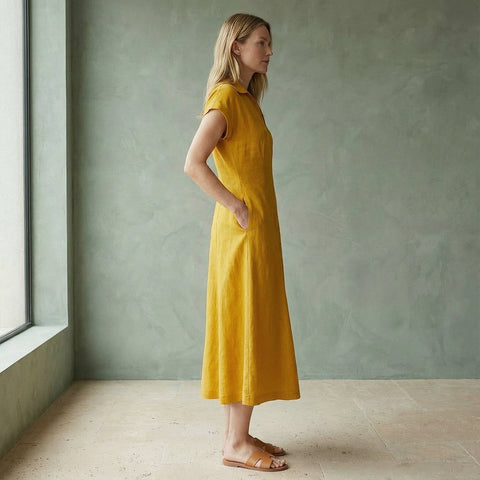 Cotton Panelled Midi Dress