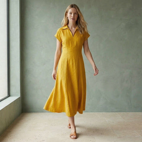 Cotton Panelled Midi Dress