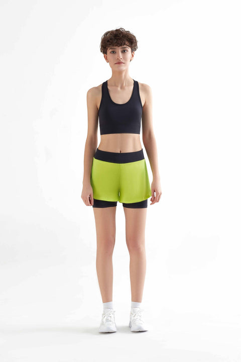 Recycled Double Layer Sports Shorts: Womens