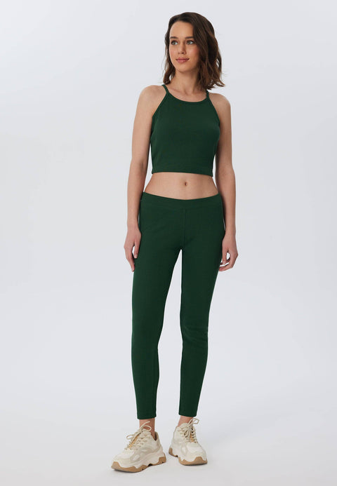 Organic Ribbed Leggings: Womens