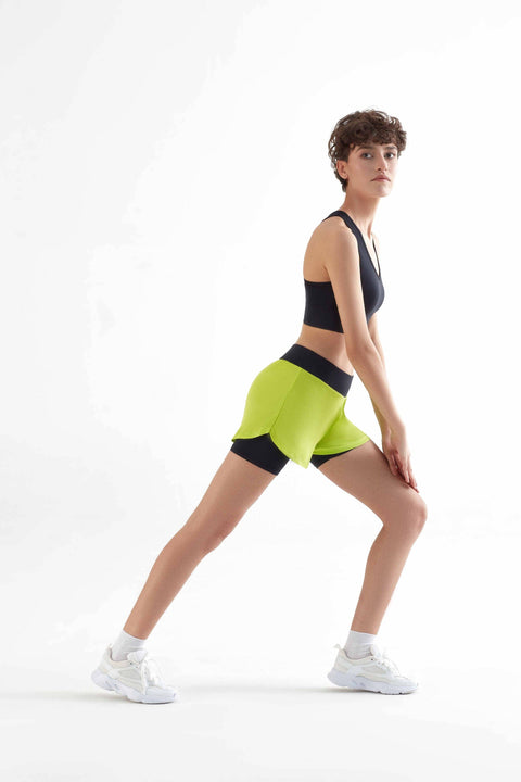 Recycled Double Layer Sports Shorts: Womens