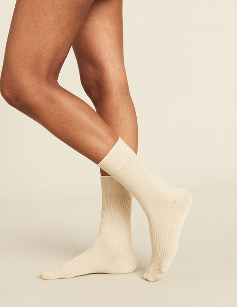 Organic Bamboo Ribbed Crew Socks: Womens