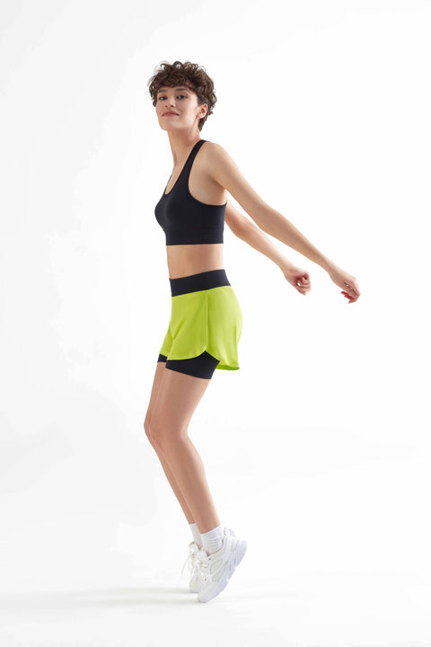 Recycled Double Layer Sports Shorts: Womens