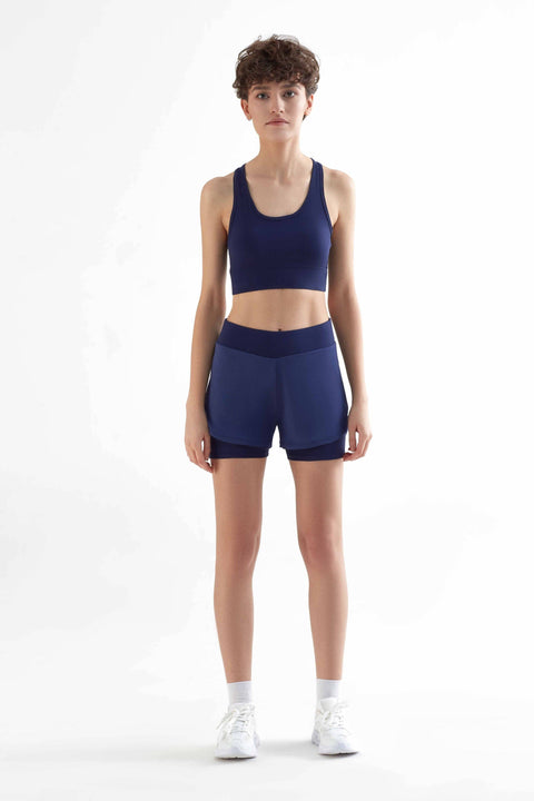 Recycled Double Layer Sports Shorts: Womens