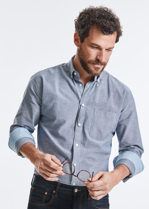 Organic Cotton Long Sleeve Oxford Shirt: Russell Collection