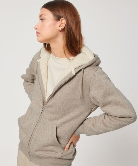 Organic Sherpa Zipped Hooded Sweatshirt: Unisex